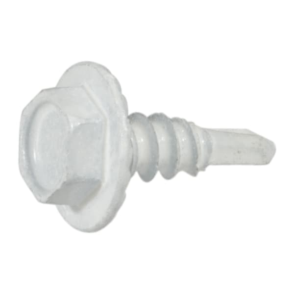 Midwest Fastener Self-Drilling Screw, #8 x 1/2 in, White Ruspert Steel Flange Hex Head External Hex Drive, 100 PK 54477 - main